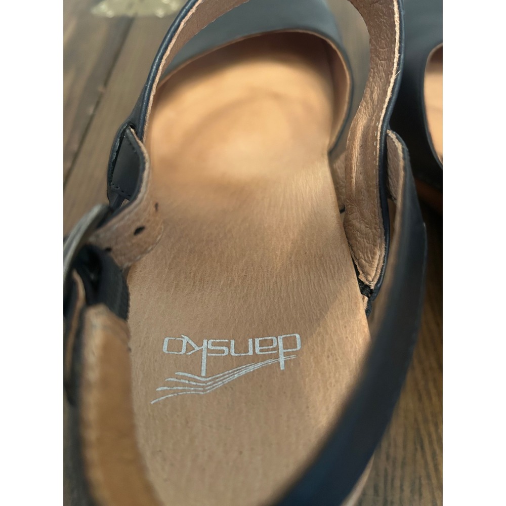 Dansko Taci Waxy Black Wedge leather Mary Jane Clogs Women's Size 41 US 10.5-11 - Picture 8 of 14